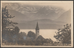 Switzerland Hilterfingen Thun (Bern) View Of Church & Blumlisalp Mountain 1913 Mailed - Hilterfingen