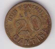 Jeton - Token - Roumanie - Bun Pentru - Cantina 20 Lei - Fabrica De Sticlarie. - Monetary /of Necessity