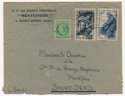 FRANCE - Env Affr 5F +3F Pécheur + 8F +4f Mineur +2F Cérès Maz. - Obl Strasbourg 1949 - Brieven En Documenten