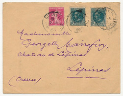 FRANCE - Env Affr Composé 30c A.Briand X 2 + 5c Semeuse - Draveil 9/8/1937 - Briefe U. Dokumente