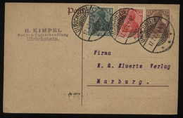 S0397 DR Germania GS Karte + Marken :gebraucht Ulrichstein - Marburg 1920, Bedarfserhaltung. - Brieven En Documenten