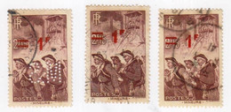 Mineurs - 1F Sur 2F15 - 1940 - YT 489 - Variété Sur 3 Timbres. - Usados