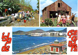 Espagne Islas Canarias Iles Canaries La Palma Las Palmas 1976 Multi Vue Plage Mer Coutume Tradition Maison - La Palma