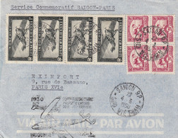 LETTRE INDOCHINE. 4 3 50. SERVICE COMMEMORATIF 20° ANNIVERSAIRE SAIGON-PARIS - Lettres & Documents