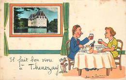 THENEZAY - Il Fait Bon Vivre, Château, Carte Fantaisie Illustrée. - Thenezay
