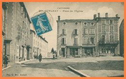 CUNLHAT - Place De L'église - Boutique Moderne - Pharmacie - Coiffeur - Animée - Edit. L. BOY - Cunlhat