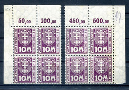 Danzig PORTO 21X ECKRANDVIERERBLOCK ** POSTFRISCH (H8889 - Portomarken