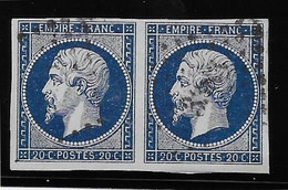 France N°14Ab Bleu-noir - Paire - Oblitéré - TB - 1853-1860 Napoléon III.