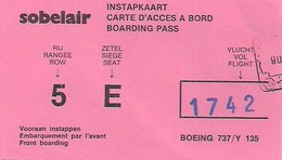 SOBELAIR - CARTE D'ACCÈS Á BORD (INSTAPKAART-BOARDING PASS) - BOEING 737. - Ohne Zuordnung