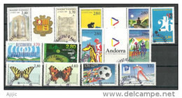 Année Complète ANDORRE 1994. 13 T-p Oblitérés Première Qualité, 3 Tryptiques. Côte 22,00 € - Années Complètes