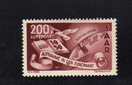 Sarre (1950)  - Admission Au Conseil De L'Europe - Neuf* - Aéreo