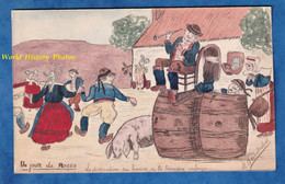 Dessin Ancien Dessiné à La Plume & Peint à La Main - Vers 1914 - Signé Quistrebert - BRETAGNE - Coiffe & Folklore Breton - Drawings