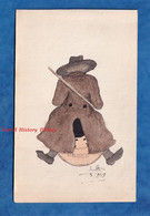 Dessin Ancien Dessiné à La Plume & Peint à La Main - 1917 - Homme Cachant Le Soleil ? Scène à Identifier - Drawings