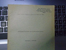 DIFFERENTIATION OF HAWAIIAN LAVAS 1935 HOWARD A. POWERS / HAWAÏ / Volcan, Volcanisme, Volcanologie, Géologie... - Scienze Della Terra