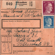 ! Paketkarte Deutsches Reich Aus Aleksandrow Bei Litzmannstadt Nach Leipzig, Lazarett - Lettres & Documents