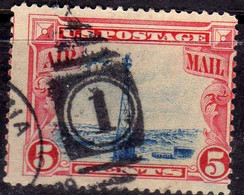 USA STATI UNITI 1928 AIR MAIL POSTA AEREA BEACON ON ROCKY MOUNTAINS CENT 5c USED USATO OBLITERE' - 1a. 1918-1940 Gebraucht