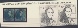 épaulette - N°2 X2 Margé (Planche II N°159 Et 160) Obl P50 "Gosselies" (Coin Arrondi) Et P130 "Wavre" - 1849 Epaulettes