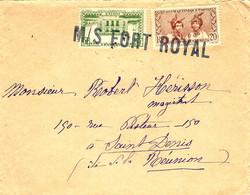 Sans Date - 33 / Juin 37  - Enveloppe De La Martinique Affr. 50 C Oblit. Linéaire  M / S FORT ROYAL  Pour La Réunion - Cartas & Documentos