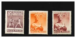 1953 POLAND POLSKA POLONIA Campionati Europei Boxe European Boxing Championships 3 Stamps 3 Valori MNH** NUOVI - Autres & Non Classés