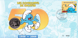 B01-190 3811 BD BL159 Numisletter FDC 635  Rare 50 Ans Smurf Schtroumpf Peyo 25-9-2008 6900 Marche-en-Famenne 27€ - Numisletter