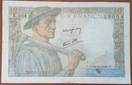 Billet 10 Francs MINEUR 26 - 4 - 1945 FRANCE X.104 - 10 F 1941-1949 ''Mineur''