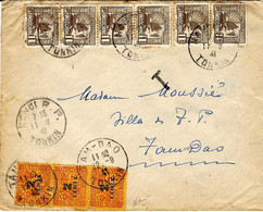 Sept. 1941- Enveloppe D'Hanoï Pour TAM-DAO Affr. 6 Cents -TAXE 6 Cents Oblit. TAM-DAO - Lettres & Documents