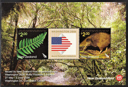 2006 New Zealand WASHINGTON'06: Fern Leaf, Souther Brown Kiwi Minisheet (** / MNH / UMM) - Kiwi