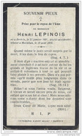 MORTEHAN ..-- Mr Henri LEPINOIS , Né En 1901 à BERTRIX , Décédé Accidentellement à MORTEHAN En 1919 . - Bertrix