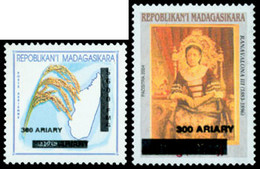 MADAGASCAR Ranaval.&Riz Bleu 2v (surch) Neuf ** MNH - Madagascar (1960-...)