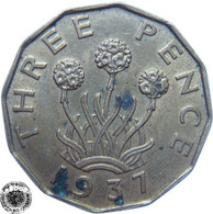 LaZooRo: Great Britain 3 Pence 1937 XF - F. 3 Pence