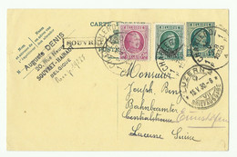 E.P. Carte 35c. Houyoux + Tp 30c. + Service 35 Centimes Obl; Sc CHARLEROI  14-V-1930 + Griffe SOUVRET Vers Luzern (CH). - Sonstige & Ohne Zuordnung