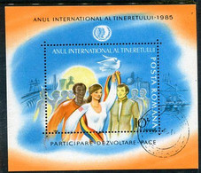 ROMANIA 1985 International Youth Year Block Used   .  Michel Block 214 - Blocchi & Foglietti