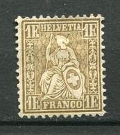 19671 SUISSE N°57 (*) 1F. Or  Helvetia "assise   1881  B/TB - Unused Stamps
