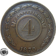 LaZooRo: Paraguay 4 Centesimos 1870 XF - Paraguay