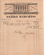 ESPAGNE Facture :  PEDRO MARCHINI   Hôtel D'Europe Ramblas De Sn Carlos  Et Tarragona  1889 - Spain