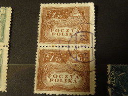 POLOGNE 1919 Bande De Deux  1,5 Korona - Used Stamps