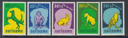 1977 Surinam Pets Dogs Cats Parrot  Complete Set Of 5 MNH - Surinam