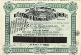 Titre Ancien - Société Internationale D'Energie Hydro-Electrique "SIDRO" - Titre De 1929 - N° 663588 - Elektrizität & Gas