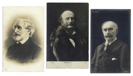 Lot Of 3 Old Real Photo Postcards COMPOSERS: Offenbach + Verdi + Reyer. Conjunto De 3 Postais Fotograficos COMPOSITORES. - Cantanti E Musicisti