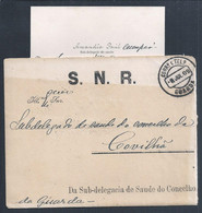 Carta Do S.N.R. Isento De Porte Circulada Da Guarda Para A Covilhã Em 1909. Sub-delegacia De Saúde Da Guarda. - Storia Postale