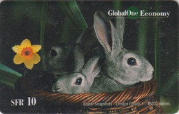 Télécarte Prépayée SUISSE GLOBAL ONE - ANIMAL - LAPIN - RABBIT - Switzerland Prepaid Phonecard - 320 - Rabbits