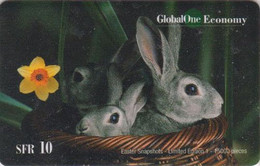 Télécarte Prépayée SUISSE GLOBAL ONE - ANIMAL - LAPIN - RABBIT - Switzerland Prepaid Phonecard - 320 - Kaninchen