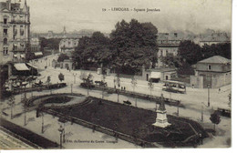 87 LIMOGES En 1918 N°59 Square Jourdan Statue Tramway Tram Attelages Chevaux VOIR DOS édit Du Courrier Du Centre - Limoges