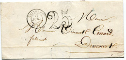 COTES D ARMOR De GUINGAMP LSC Du 17/07/1850 Avec Dateur T 15 Et Taxe Tampon De 25 - 1849-1876: Klassik