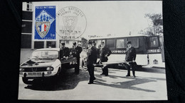 CPSM POLICE NATIONALE GENDARMERIE TIMBRE TAMPON 1 E R JOUR 1976 PARIS ASSISTANCE ET PROTECTION AUTO RENAULT 12 FOURGON - Police - Gendarmerie