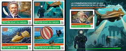 Niger 2020, J. Verne, Submarine, Diving, Baloons, 4val+BF IMPERFORATED - Duiken