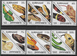 1991 SURINAM 1231-42** Reptile, Serpents - Surinam