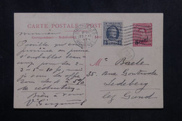 BELGIQUE - Entier Postal Surchargé + Complément De Bruxelles Pour Gand - L 72221 - Tarjetas Transatlánticos