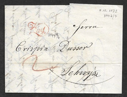 1833 4 Dec VORPHILA Faltbrief ZUG (kursiv) Winkler 3944 B/7 N. SCHWYZ. SCHÖNER ABSCHLAG - ...-1845 Precursores