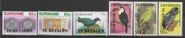 1987 SURINAM Taxe 58-63** Oiseaux, Surchargés, Numismatique - Surinam